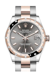 Rolex Datejust 31 Dark Rhodium Index Dial Diamond Bezel Rose Gold Two Tone Watch 278341Rbr 278341